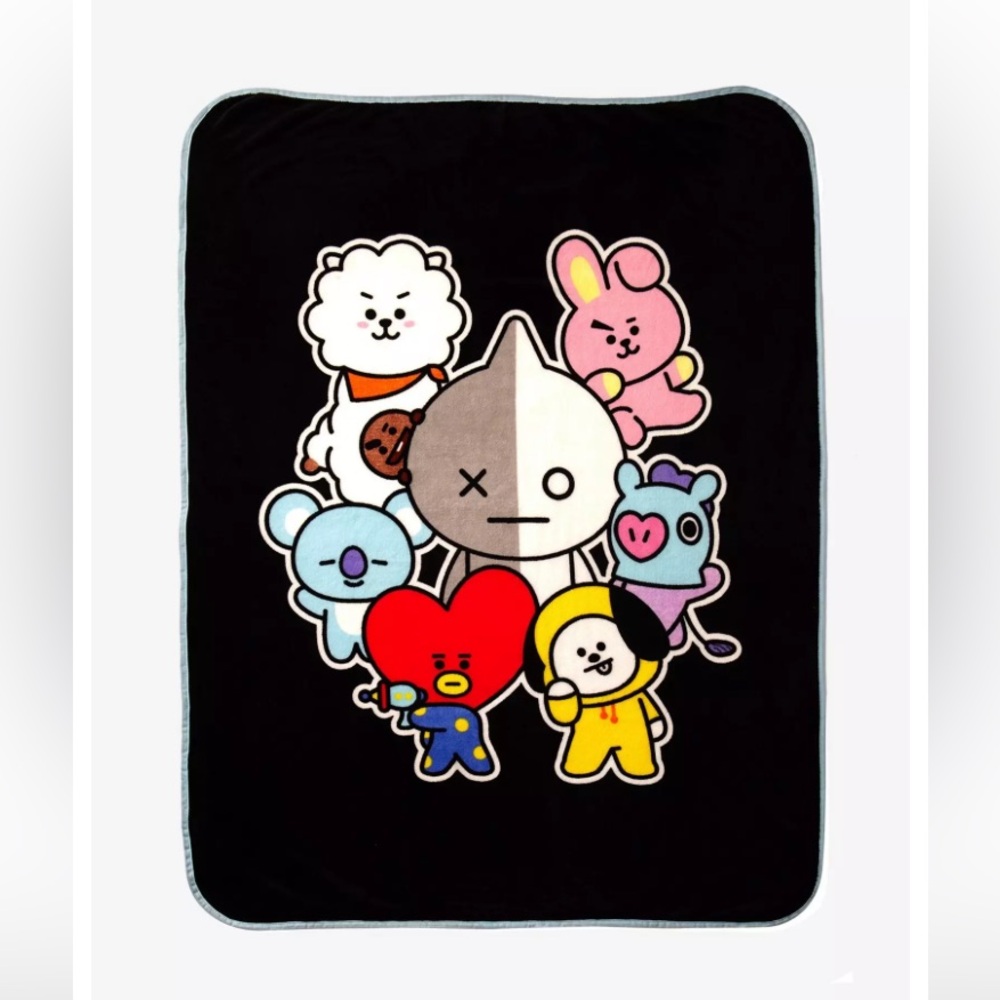 NEW BTS KPOP BT21 GROUP CHARACTER THROW BLANKET